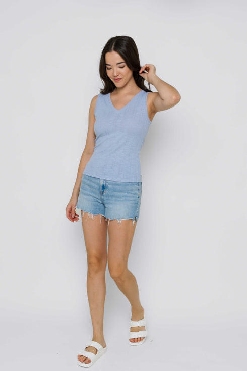 Joelle-Textured Vee Neck Tank